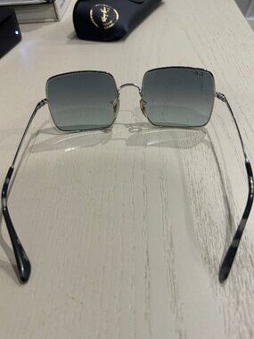 Ray-Ban Blue Rectangle Evolve Sunglasses | Silver Metal Frame | RB1971 Square